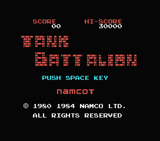 Tank Battalion title screen for MSX